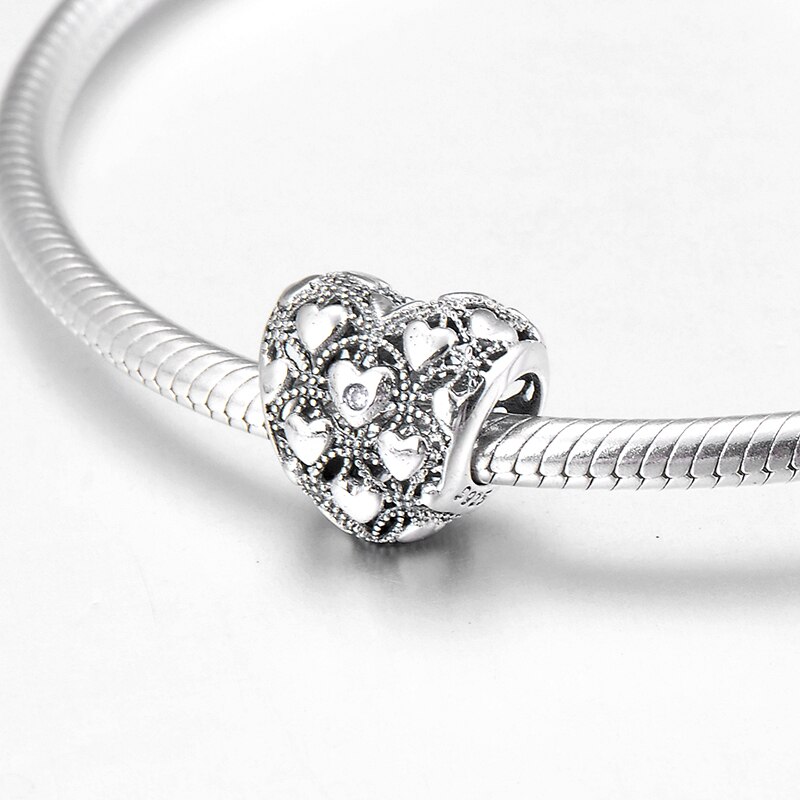 herz bilden 925 Sterling Silber wie kristall CZ feinen Perlen passen Original Europäischen Charme Armbinde Schmuck machen