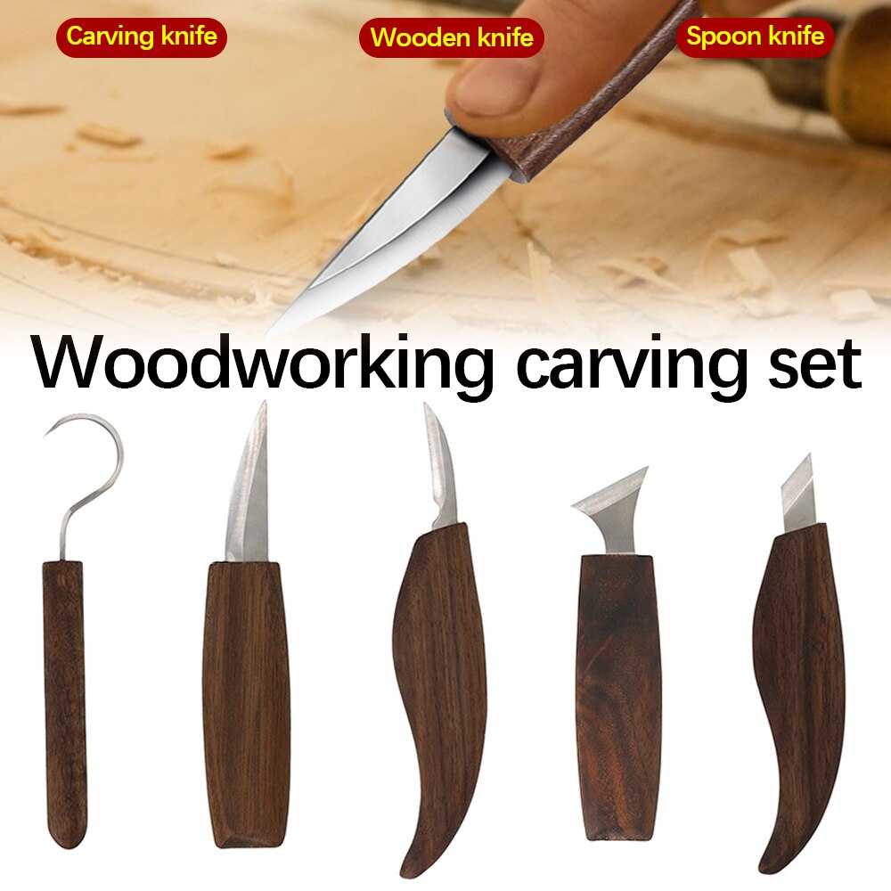 Chisel Woodworking Cutter Hand Tool Set Wood Carving Knife DIY Peeling Woodcarving Sculptural Spoon Carving Cutter Carving Knife