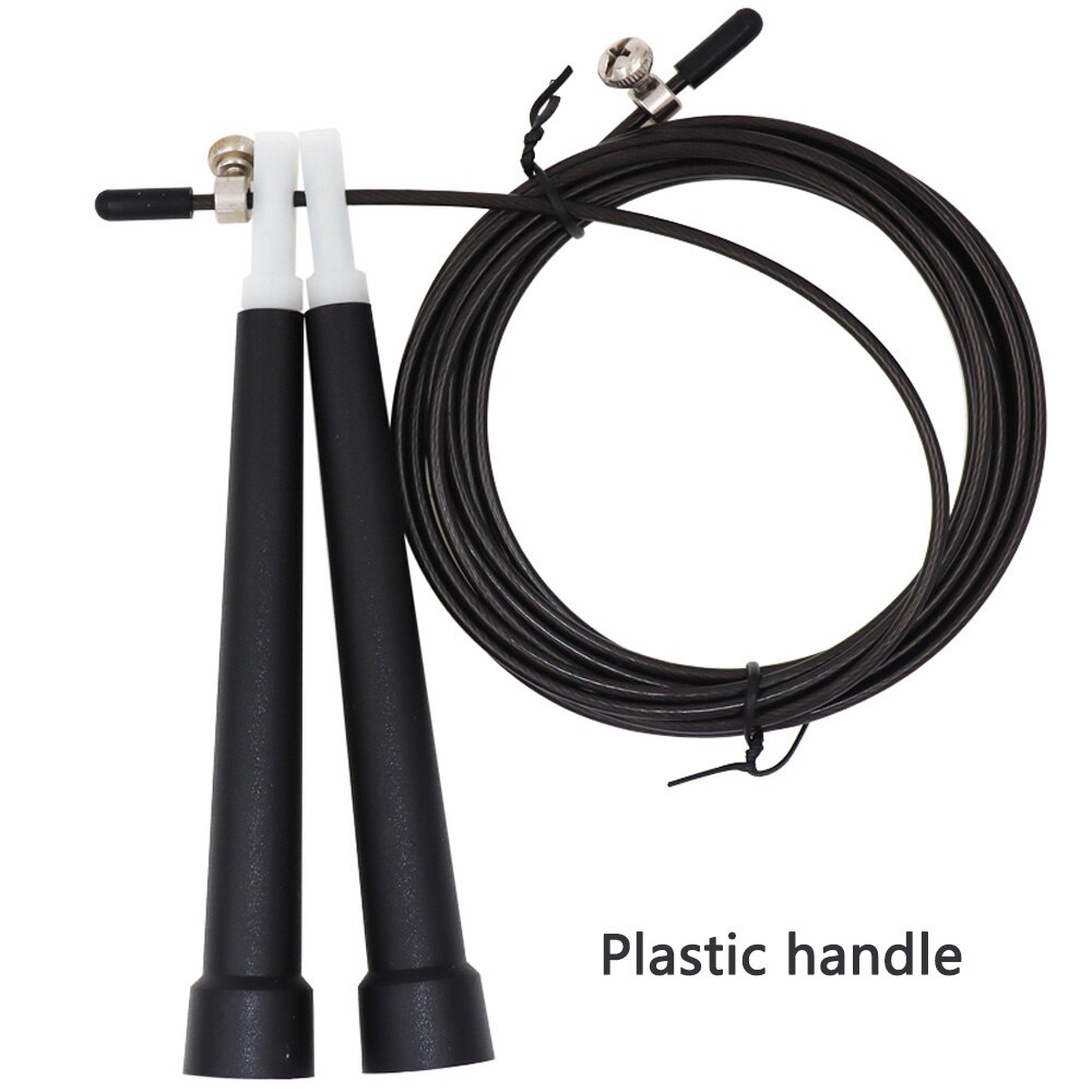 Aluminium Speed Jump Rope Crossfit Fitness Training 3M Adjustable Stainless Steel Wire Home Gym Skipping Ropes: Plastic handle black
