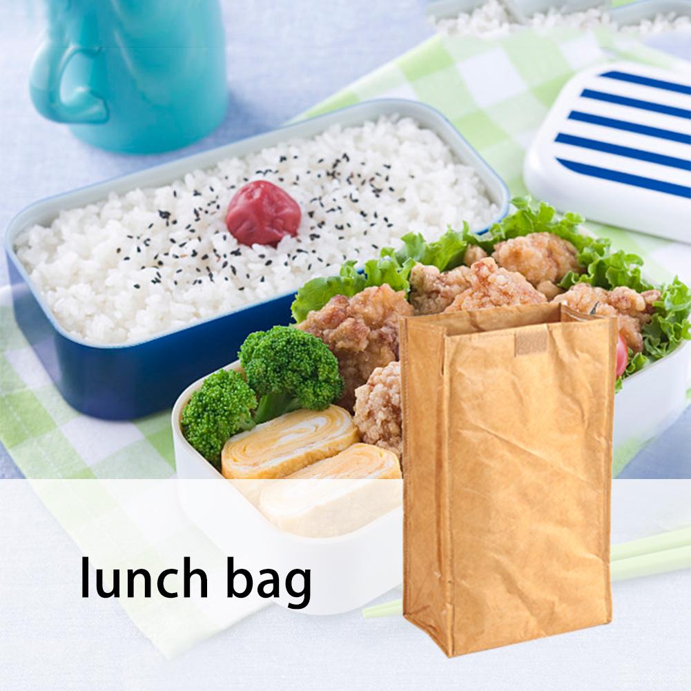Brown Paper Lunch Bag Reusable Box Sack Durable Insulated Thermal Paper Bag Snack Cooler Picnic Container