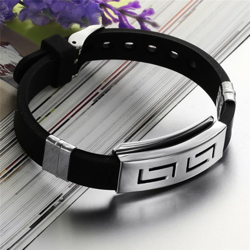 Explosion Schwarz Armbinde Männer Armbinde Punk Stil Neue Männer Armbänder Einfache Gummi Charme Pulsera hombre Armbänder Schmuck Neue