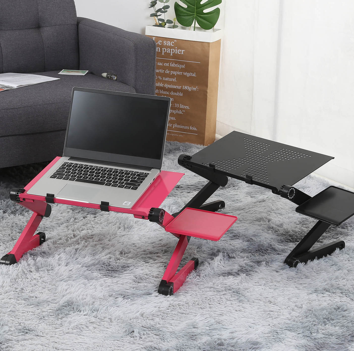 Adjustable Aluminum Laptop Desk Ergonomic Computer Desk Portable TV Bed Desk Tray