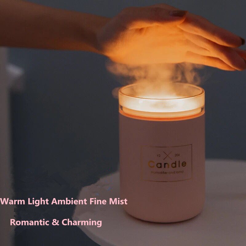 280ml ultralyd luftfugter stearinlys romantisk blødt lys usb æterisk olie diffusor bilrenser aroma anion tåge maker