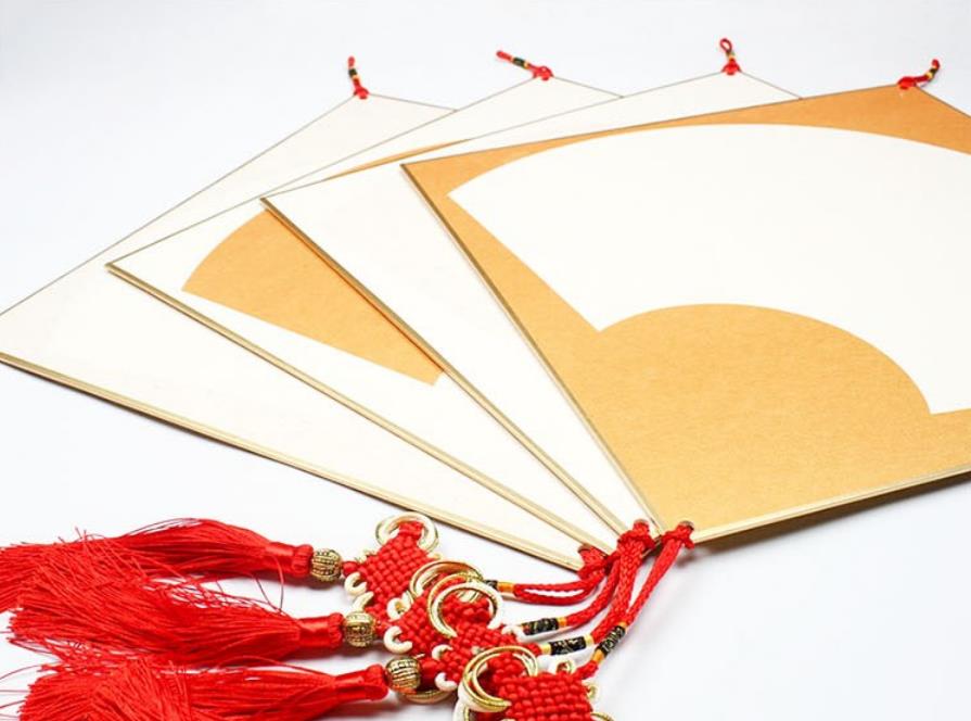 1pc Rare Blank Square fan shape Install Hard Card Ink Brush Calligraphy Painting Chinese knot 38x38cm