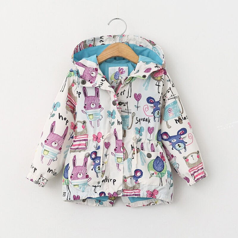 Autunno Del bambino Delle Ragazze Dei Ragazzi Del bambino Del Gatto Della Chiusura Lampo del Rivestimento del Cappotto A Maniche Lunghe per Bambini con Cappuccio Outwear Moda Bambini Vestiti di Inverno: 5T