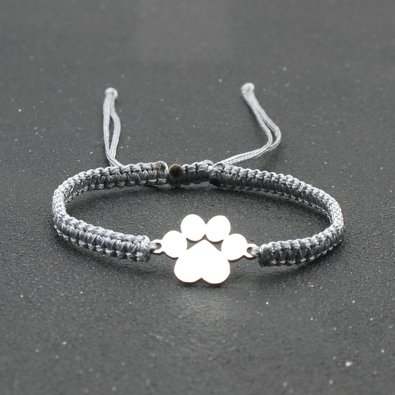 Roestvrij staal Bear Claw bedelarmband Lovers' Lucky handgemaakte gevlochten verstelbare vriendschapsarmbanden voor dames heren koppels: Silver Plated