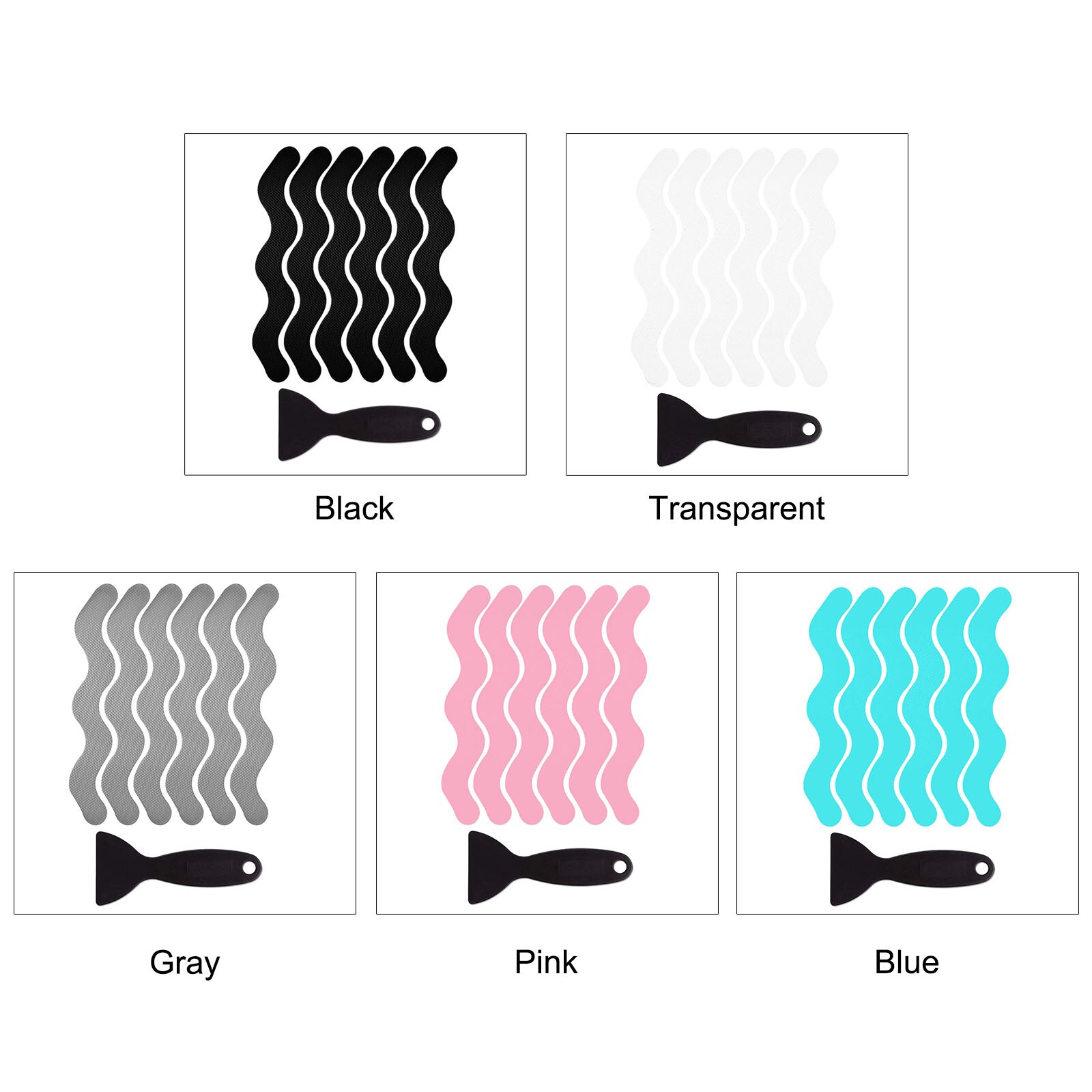 Adhesive Decals Bathtub Strips Safety Anti Slip Adhesive Anti Slip Stickers Black Gray Translucent Pink Blue Non-slip Stickers