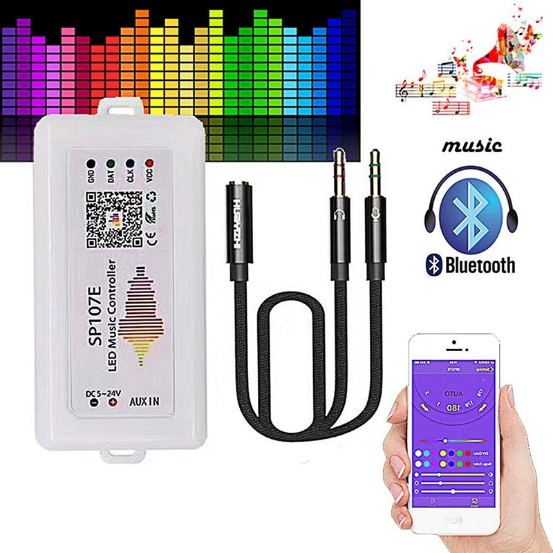 FULL-WIFI RGB SP107E Pixel IC SPI Music Bluetooth Controller for WS2812 SK6812 SK9822 RGBW APA102 LPD8806 Strip DC5-24V: Default Title