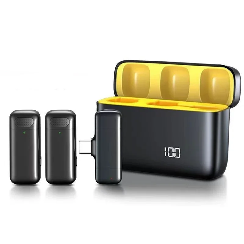 Mini Tragbare kabellos Lavalier-mikrofon Lärm die Ermäßigung Audio- Video Aufnahme Mikrofon Für iPhone Android Mit Ladung Kasten: Silber