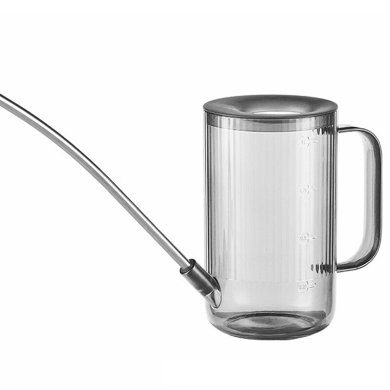 1L Clear Cylindrical Watering Can With Stainless Steel Long Spout Garden Plant Watering Tool For Houseplants Desk Plants Indoor: GY