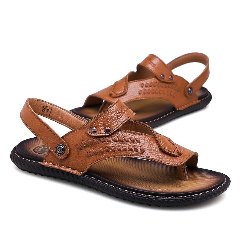 para sandel sandalet shoes work playa couro rasteira man outdoor sandalias vietnam homme sandals ete beach sandalen summer: brown / 43