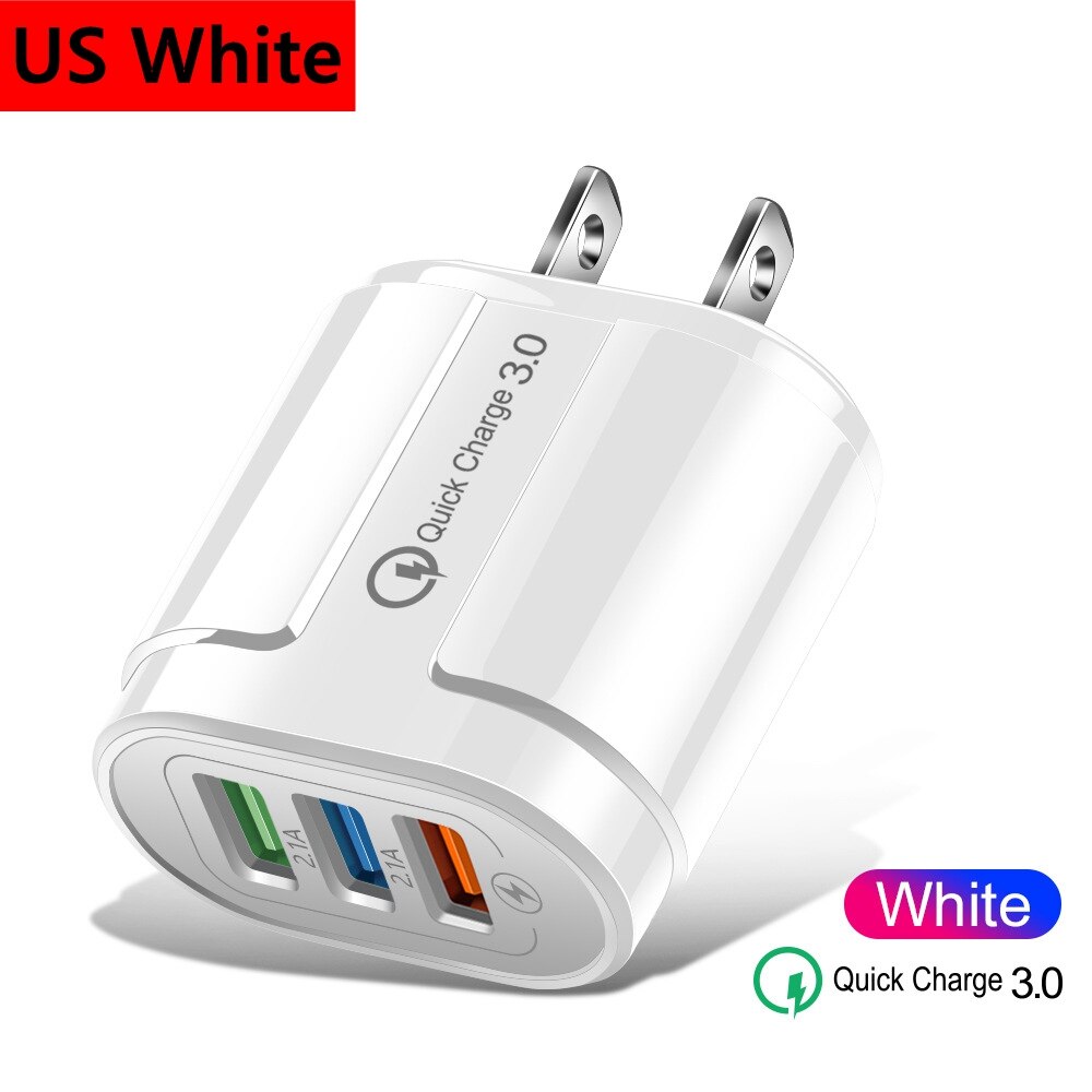 Olaf EU/Us-stecker USB Ladegerät 5A Quik Ladung 3,0 Handy Ladegerät Für iPhone 11 Samsung Xiaomi 3 port 28W Schnelle Wand Ladegeräte: Type B-US White