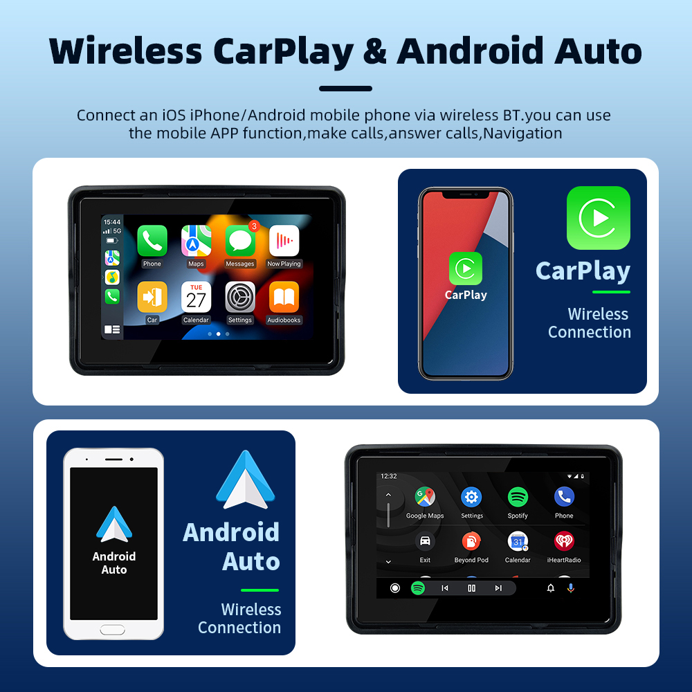 EKIY 5.0 calowy ekran nawigacji GPS robić motocykli Przenośny cyfrowy płyta motocyklowy Bezprzewodowy CarPlay Moto android automatyczny