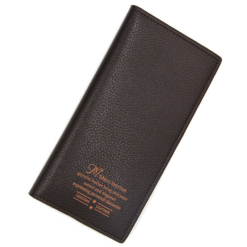 Mænds tegnebog læder ultra tynd lang pengepung telefon taske multi-kort position kreditkort indehaveren vintage mandlig kobling taske: Mørkebrun