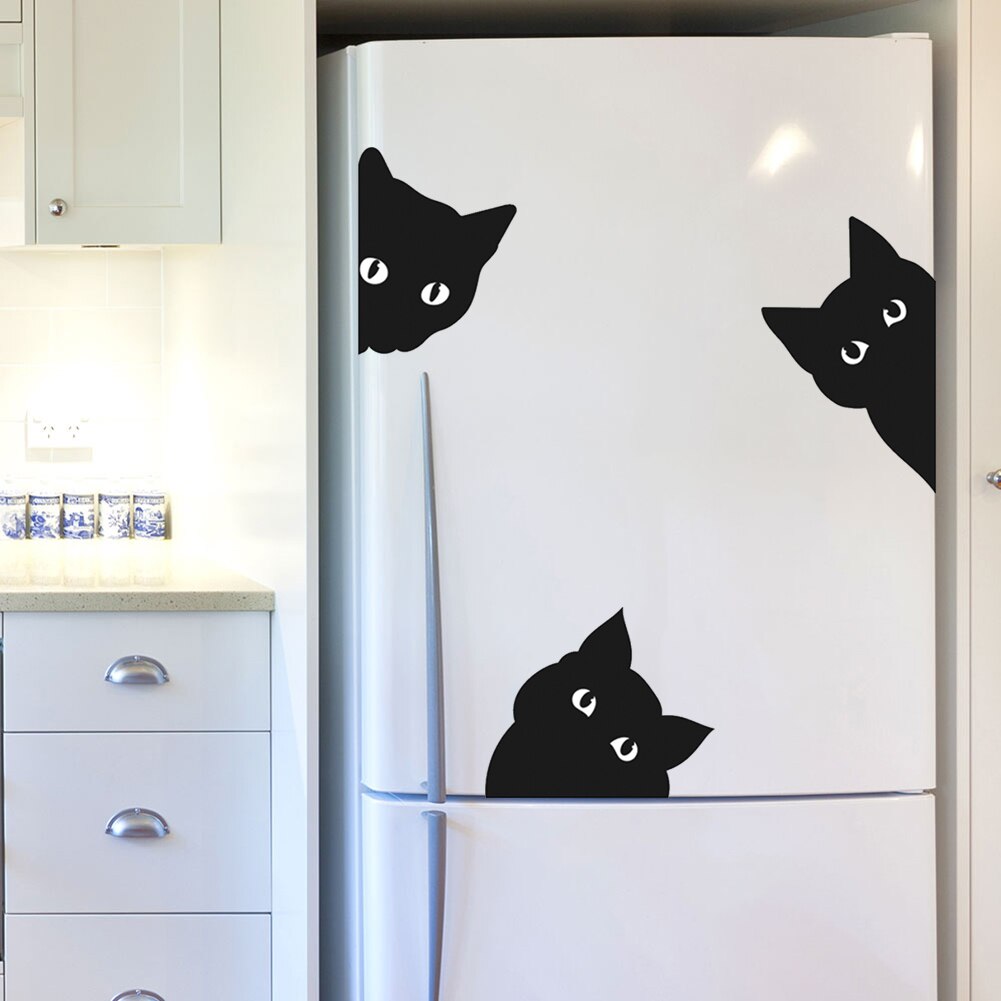 Luminous eyes black cat wall stickers bedroom living room children's room home decoration door stickers fluorescent wall sticker