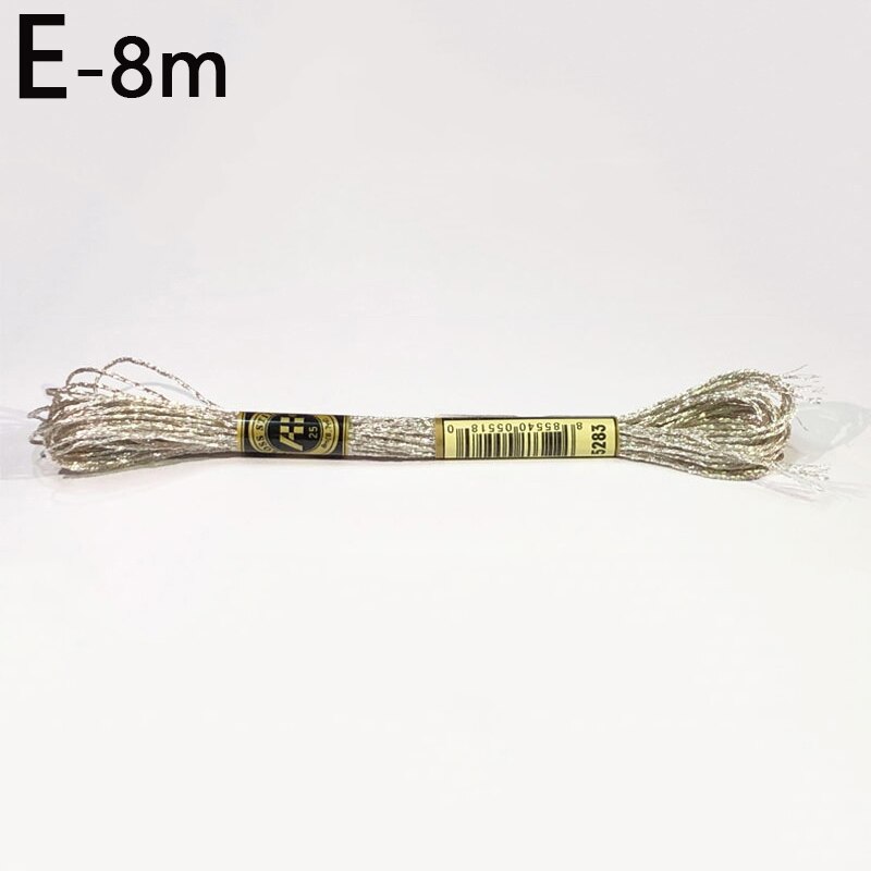 8 Meters DIY Embroidery Thread French Bullion Wire Handmade Gold Silver Wire Round Bright Silk Hand Cross Stitch Sweing Thread: E