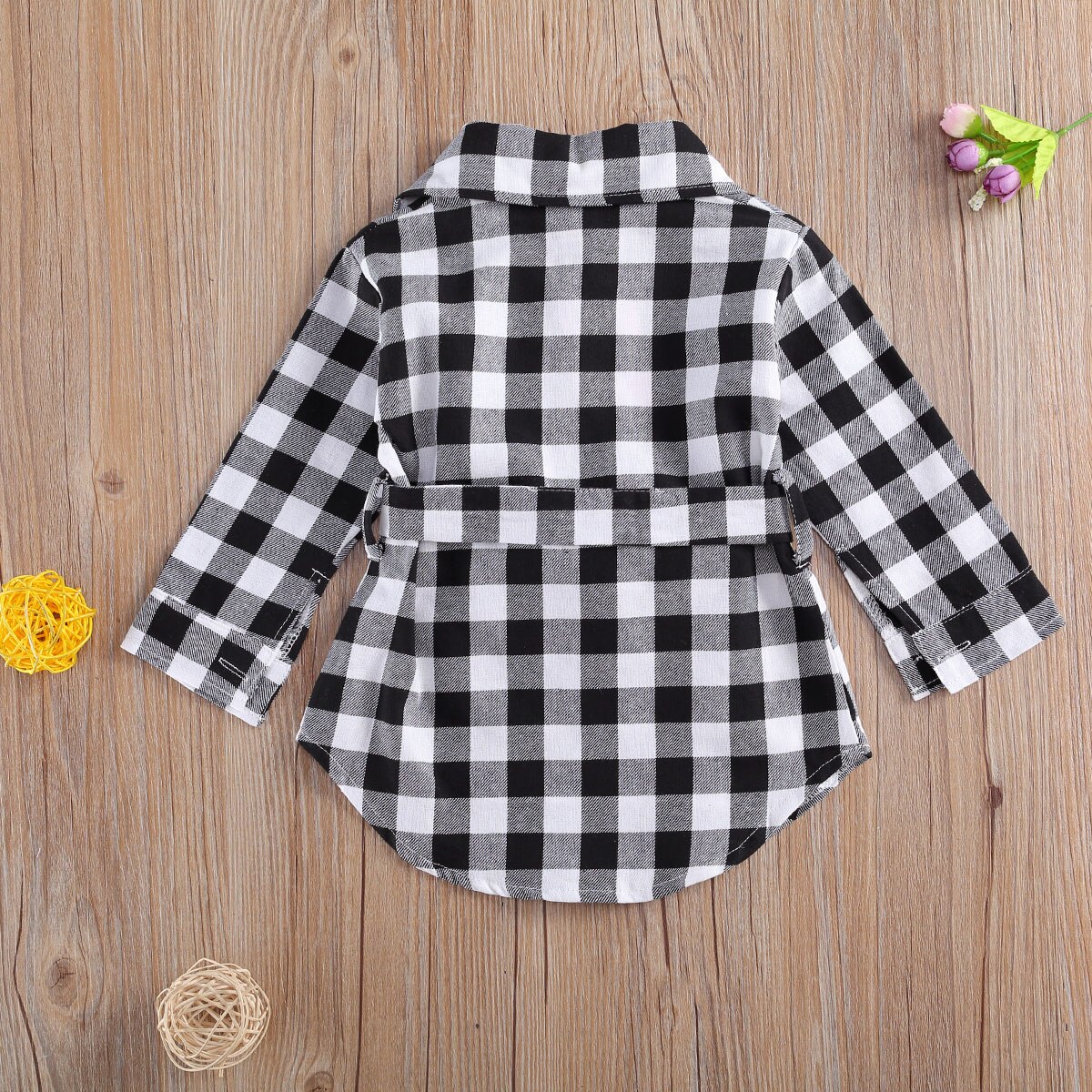 Forår efterår barn baby piger kjole plaid midi langærmet revers krave høj talje linning knapper prinsesse afslappet skjorte 0-5y