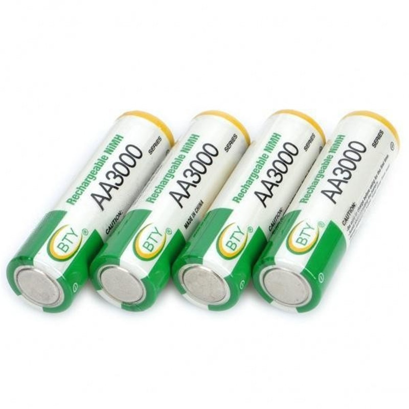 Nueva 4 Unids Bty Ni-Mh 1.2 V Aa Bateria Recargable 3000 Mah 2A Baterias Bateria Para Camara Led Zaklamp Lantaarn speciale Batterij