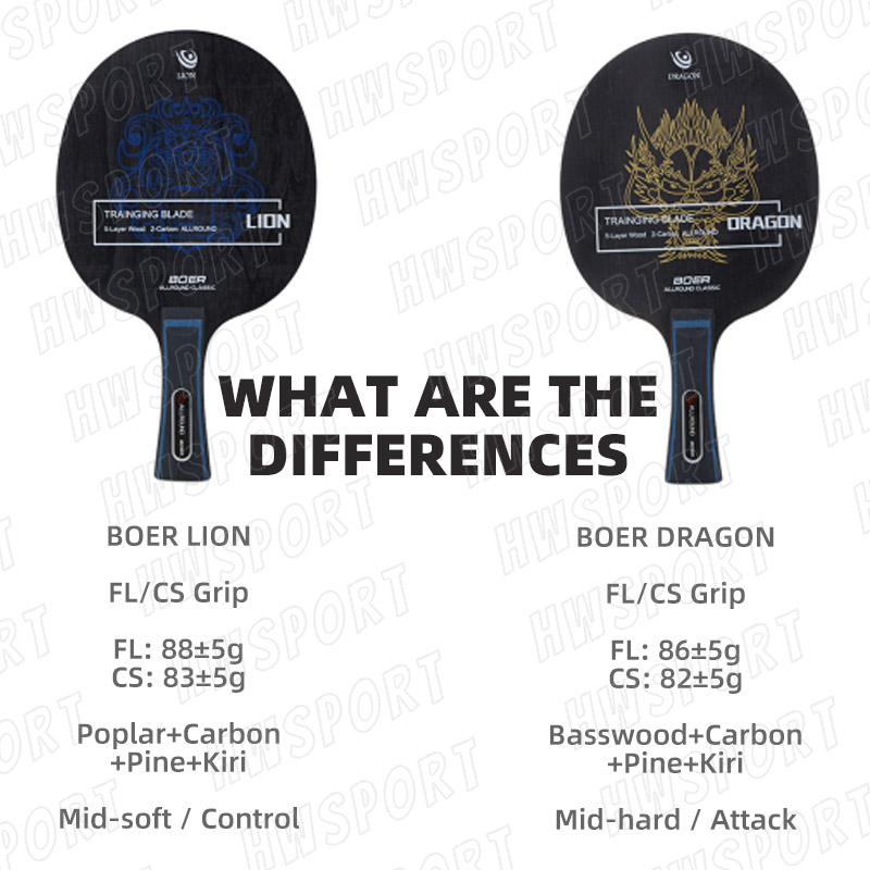 BOER LION DRAGON Table Tennis Blade 5 Wood 2 Carbon Ping Pong Blade Entry Pingpong Base Board