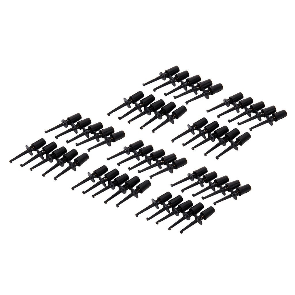 50Pcs Mini Test Hook Probe Aderige Kabel Lente Clip Zwart Voor Pcb Smd Ic
