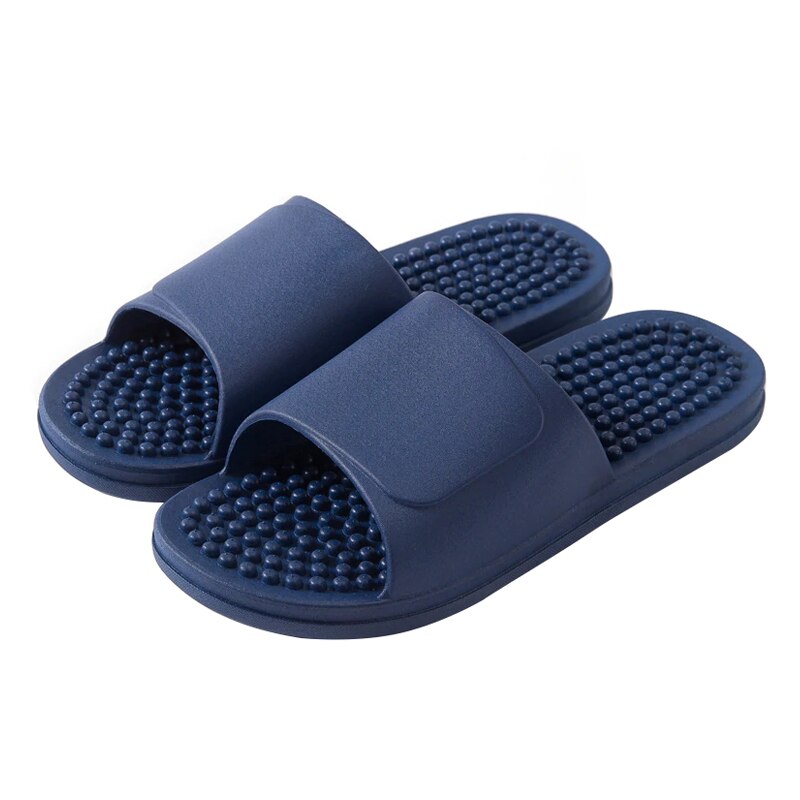 Massage Slippers Indoor Non-Slip Slippers Unisex Solid Zachte Bodem Paar Slippers Thuis Sandalen Mannen Massage Punt: navy / 40-41