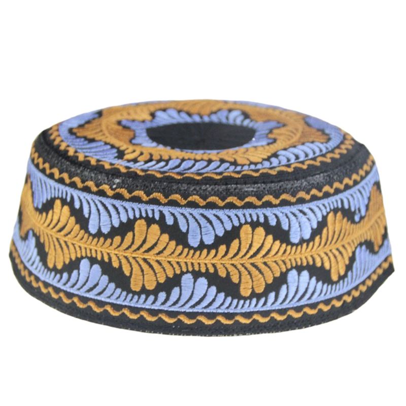 Sombrero de chico musulmán islámico, gorro redondo bordado para niño, gorro de oración de Arabia Saudita: D-3