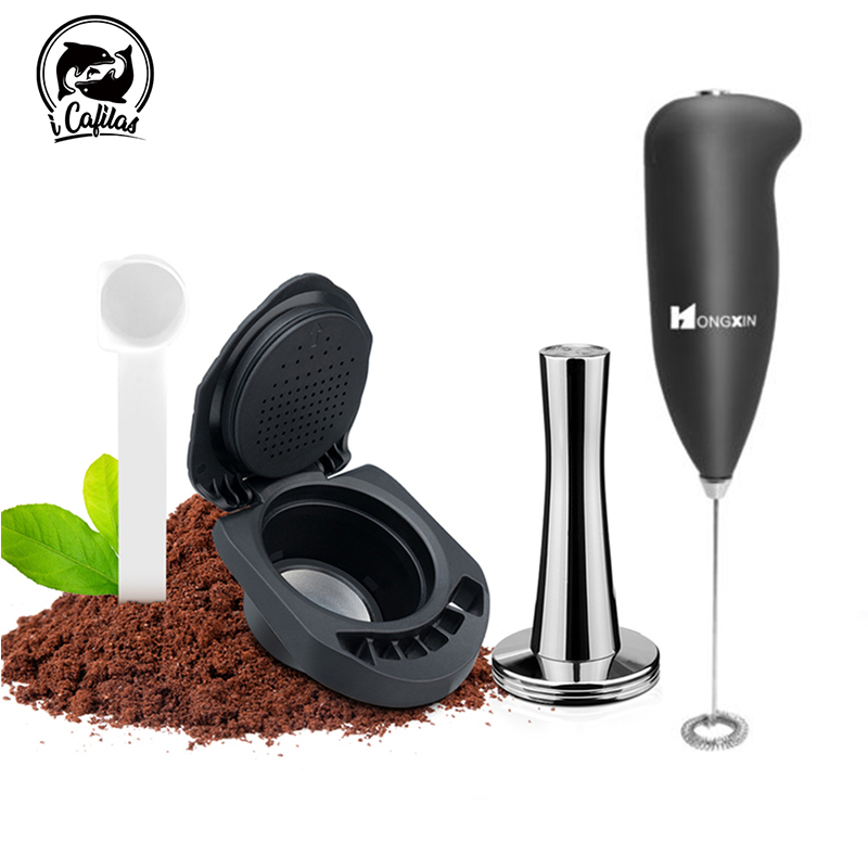 Adattatore per caffè ICafilas Adattatore per capsula riutilizzabili Dolce gusto con accessori per macchine da caffè Genio S ottavino: esercito verde