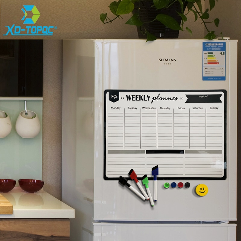 A3 Magnetic Weekly Planner Whiteboard Fridge Magnet 29.7*42cm Flexible Daily Message Drawing Refrigerator White Bulletin Board