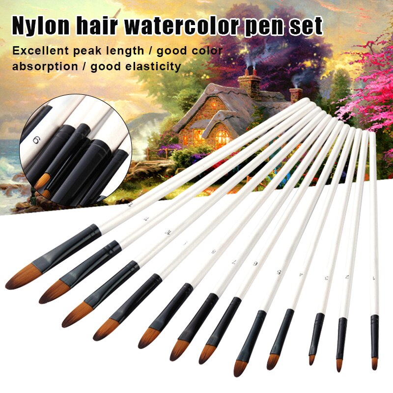 12-Piece Artist Brush Set Brush Acrylic Oil Painting Handicraft Art Supplies Stationery Painting Tools