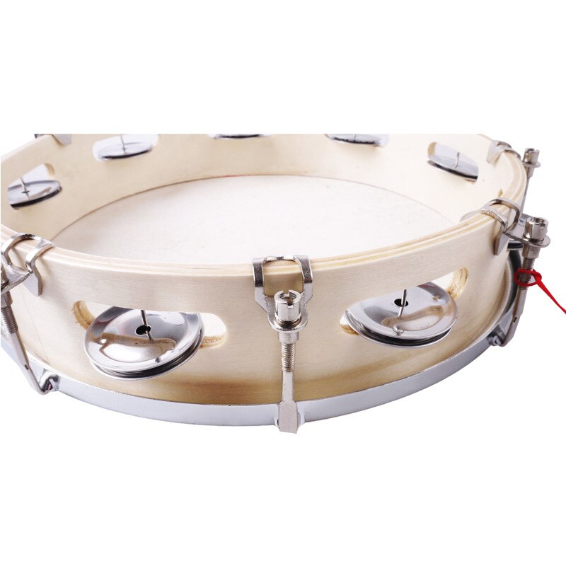 8"/10" Tambourine Capoeira Leather Drum Pandeiro Samba Brasil Wooden Tamborine Precussion Music Instrument For 150 D