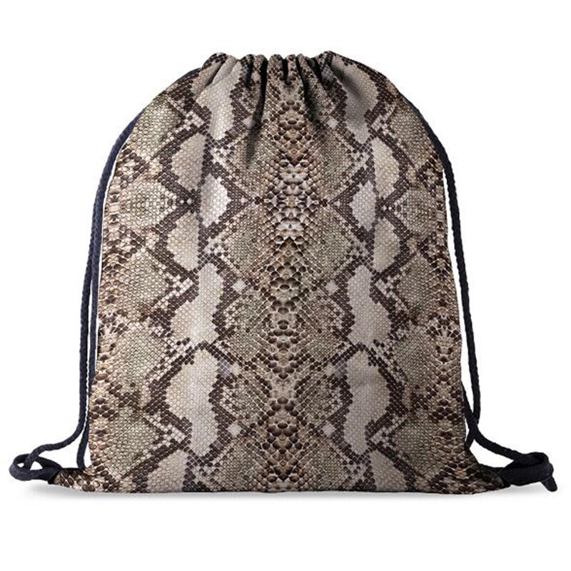 Bundel zak touw tas print slangenhuid patroon trekkoord rugzak dames heren dagelijks casual meisjes mochila knapzak vrouwelijk: Bpa 700444