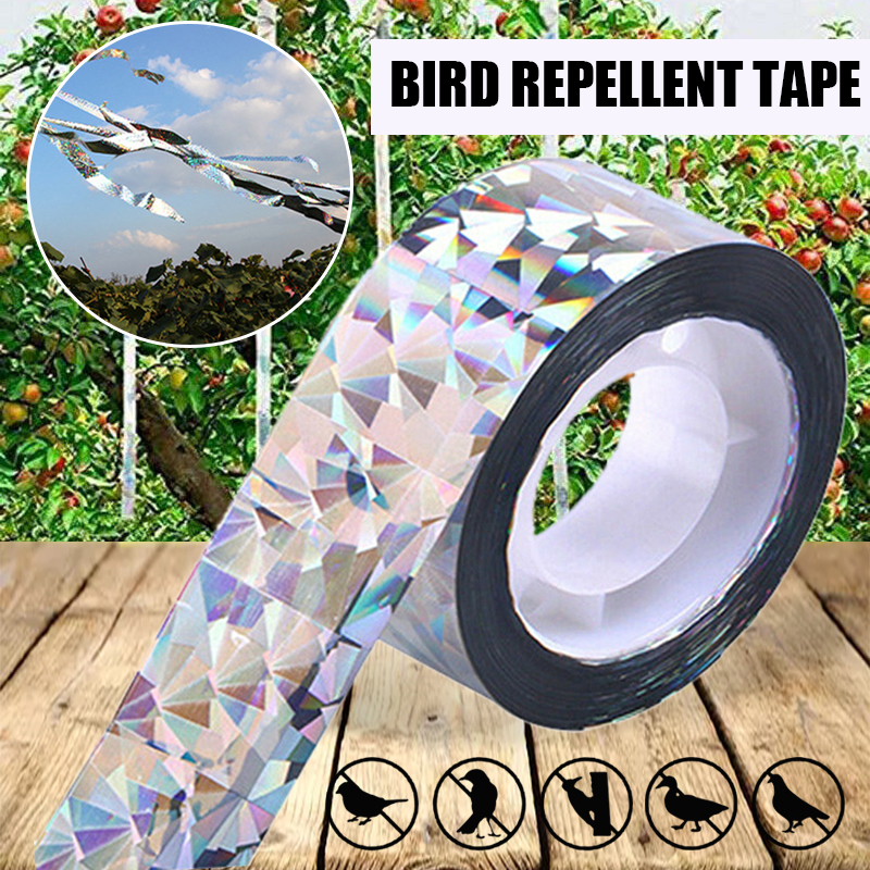 80M / 50M Bird Repellent Scare Tape Flashing Reflective Anti Bird Tape Double-sided Bird Repeller Ribbon Pigeons Crow Keep Away