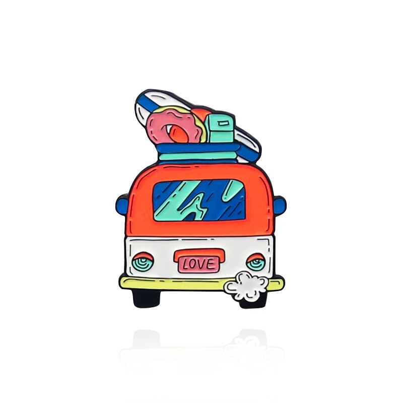 Broche de voiture en alliage pour femme, épingles en émail, voiture, Bus, voyage, , paysage, amour, , Badge, bijoux