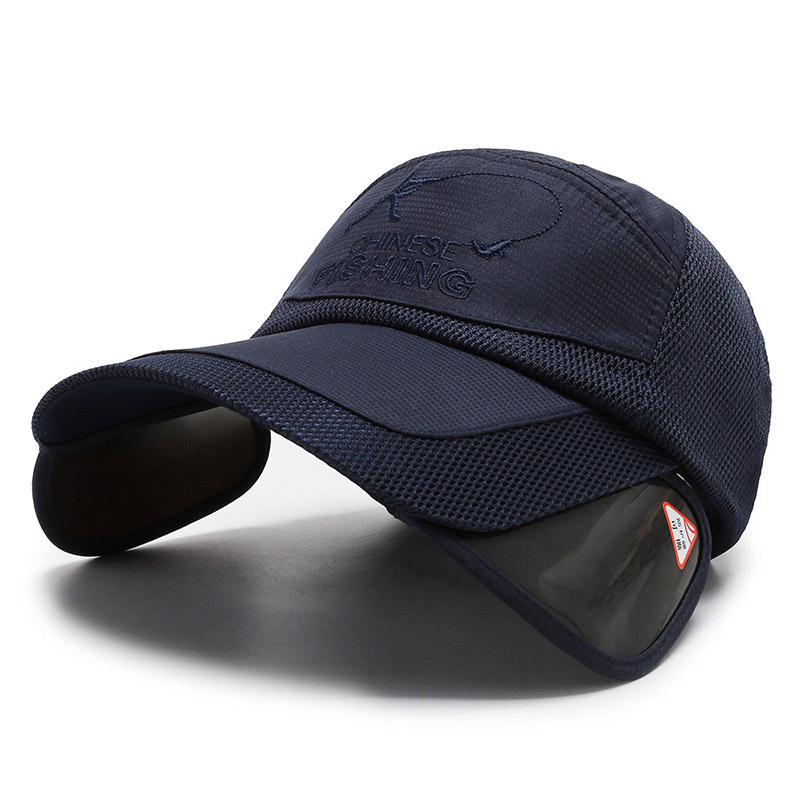 Zonnehoed Intrekbare Brede Rand Vissen Hoeden Uv-bescherming Ademend Verstelbare Baseball Cap Voor Strand Golf Hardlopen Tennis: Deep Blue
