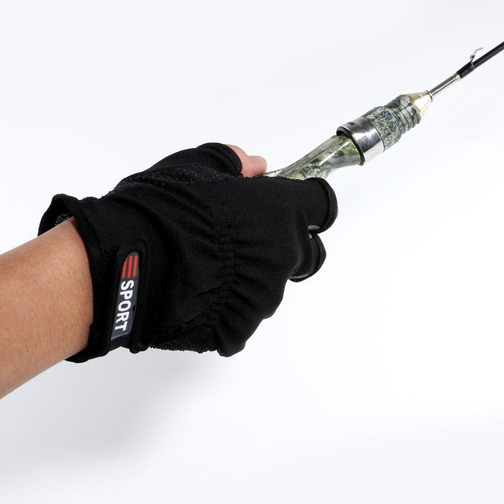 Fishing Handschoenen 3 Low Cut Fingers Vis Vissen Visser Handschoenen Anti Antislip Hengel Tackle Handschoenen wholeslae: Black