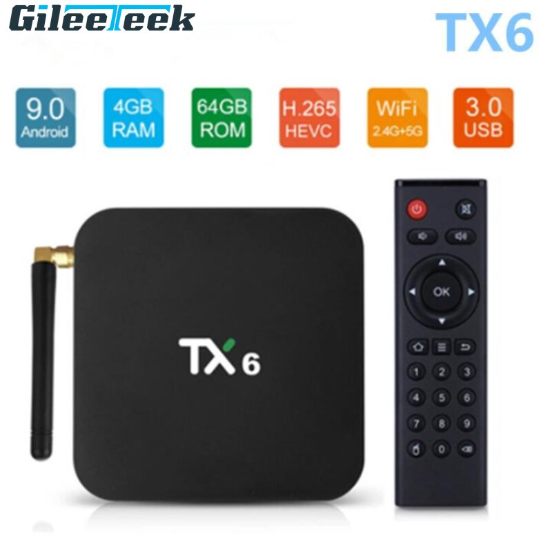 TX6 Set-Top Box 4Gb + 64Gb Android 9.0 Speler Infrarood Afstandsbediening Sneller Communicatie Bluetooth Hd netwerk Speler Sneller