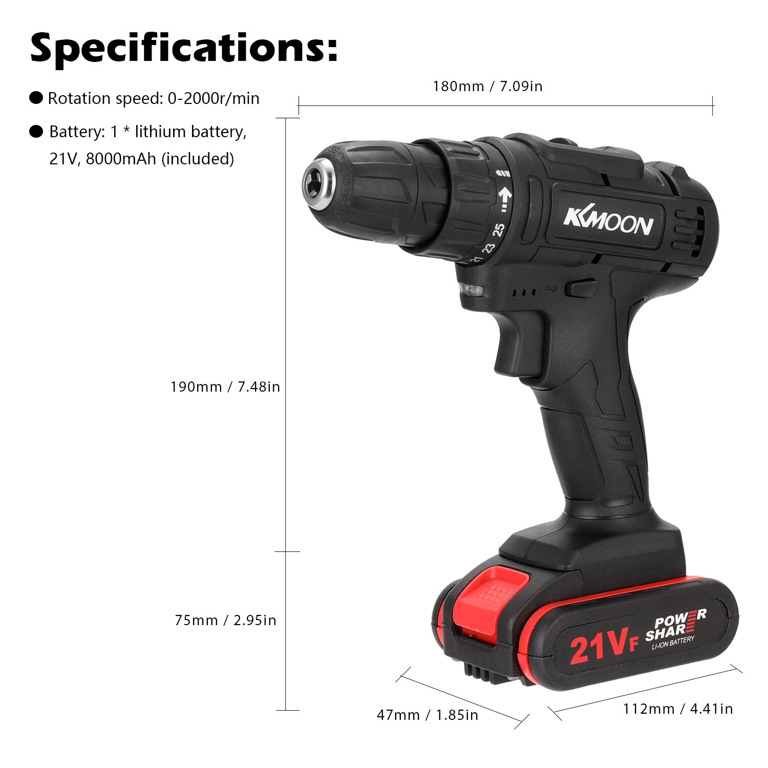 21VF Electric Drill Electric Screwdriver Mini Screwdriver Rotation Ways Speeds Torques Adjustable with Two Batteries Power Tools