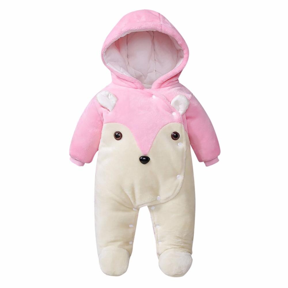 Baby Girl Boy Cotton Thick Clothes Romper Infant Super Warm Winter Jacket Zip Thick Snowsuit Hoodie Coat Jumpsuit Newest: Pink / 3M