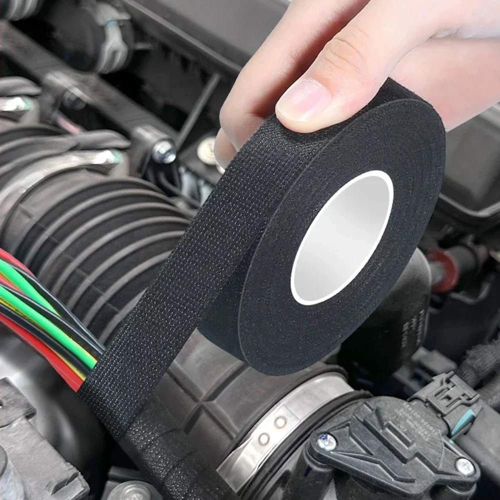 Cinta adhesiva ignífuga resistente al calor de 15 metros, cinta de tela para arnés de cables de coche, telar de cableado, ancho de protección 9/19/25MM