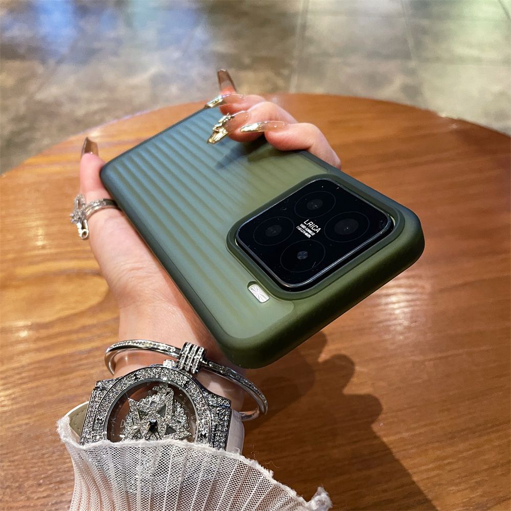 Luxe Gegolfd Patroon Matte Harde Telefoon Case Voor Xiaomi Mi 15 Pro 13 14 Pro Anti-vingerafdruk Clear Shockproof bumper PC Cover: Sky Blue / Voor iPhone 16 Pro Max