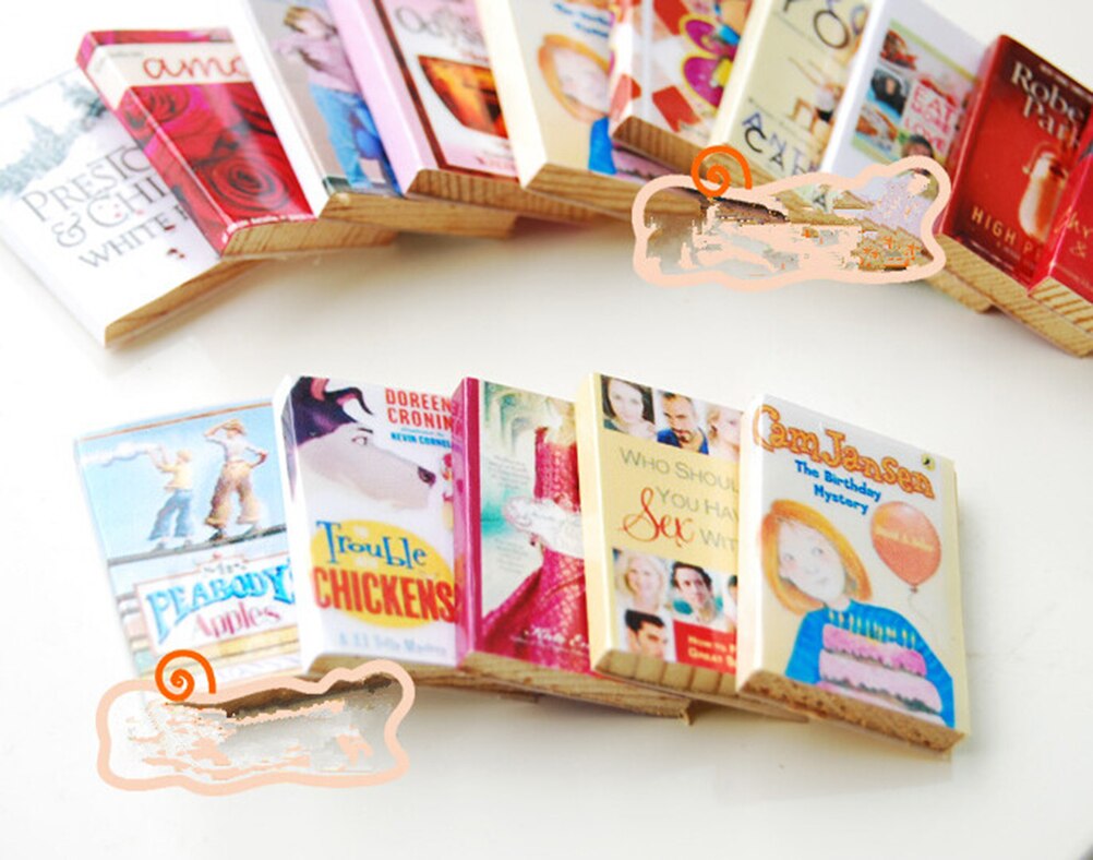 6 Pcs 1/12 Kleurrijke Houten Miniatuur Dollhouse Boeken Classic Pretend Play Meubels Speelgoed Leuke Presents