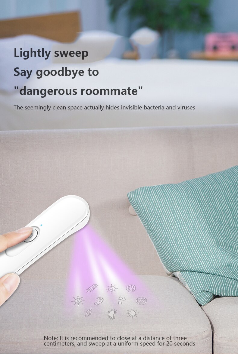 UVC Ultraviolet Handheld Disinfection Lamp Portable Sterilizer Home Travel School USB Sterilization Lamp Disinfection Stick