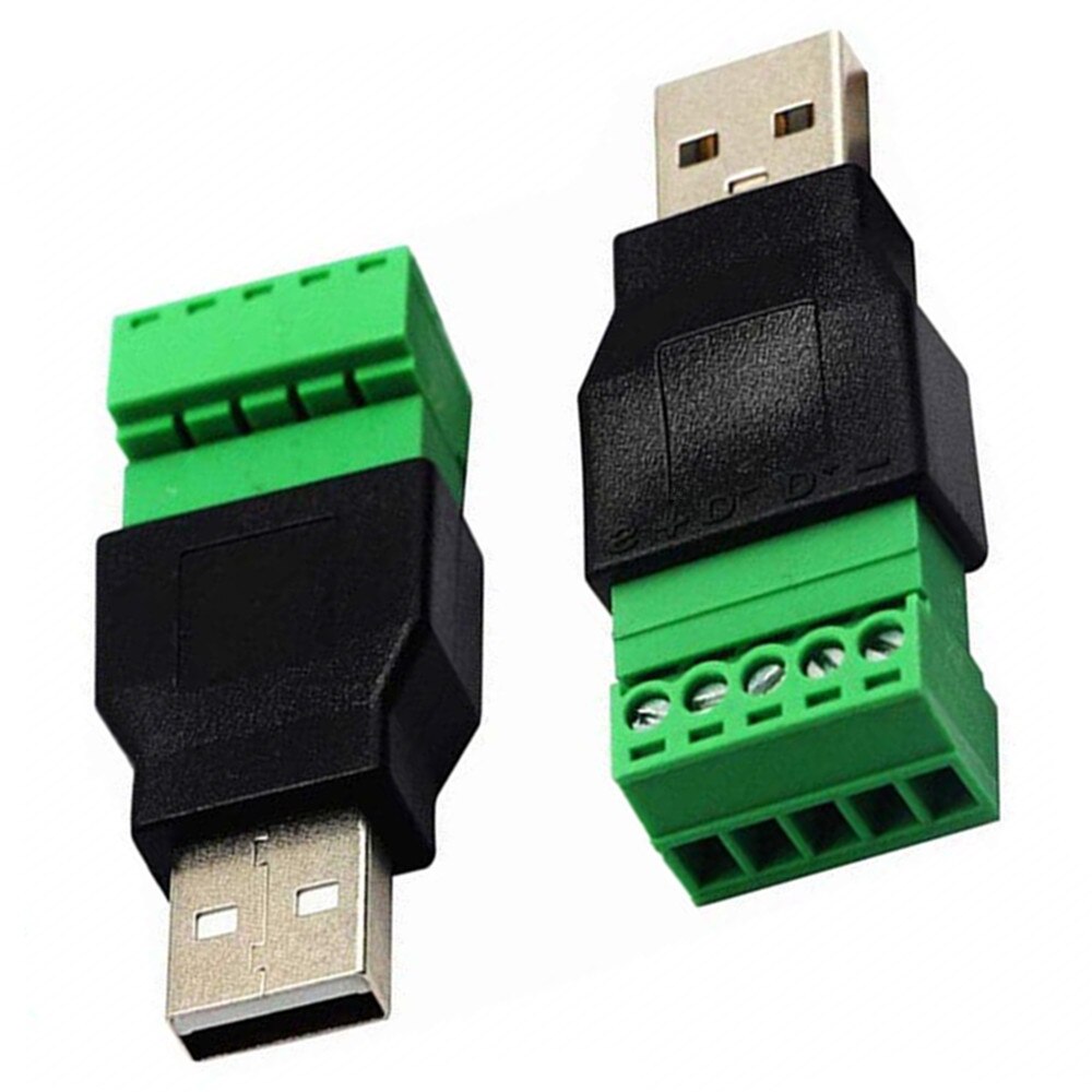 Conector USB 2,0 A de bloque de terminales de tornillo hembra y macho, conector USB 2,0 A terminales de tornillo hembra de 5 pines, Adaptador tipo Plug-in