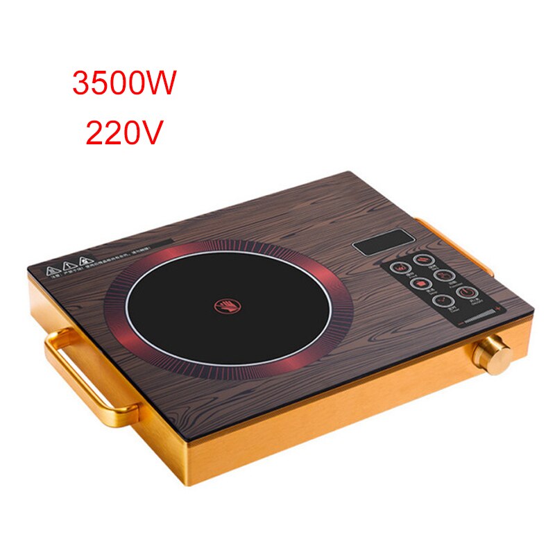 3500W Electric Magnetic Waterproof Induction Cooker Intelligent Pot Stove With Timer Ceramic Heaters Household Cooktop 110V: Brown 3500W 220V