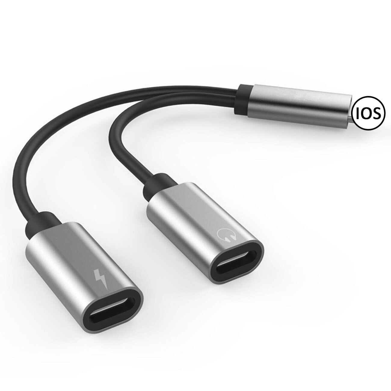 2 in 1 Splitter Adapter for iPhone X/8/8 Plus/7/7 Plus for Lightning Headphone Audio & Charge Adapter: Silver