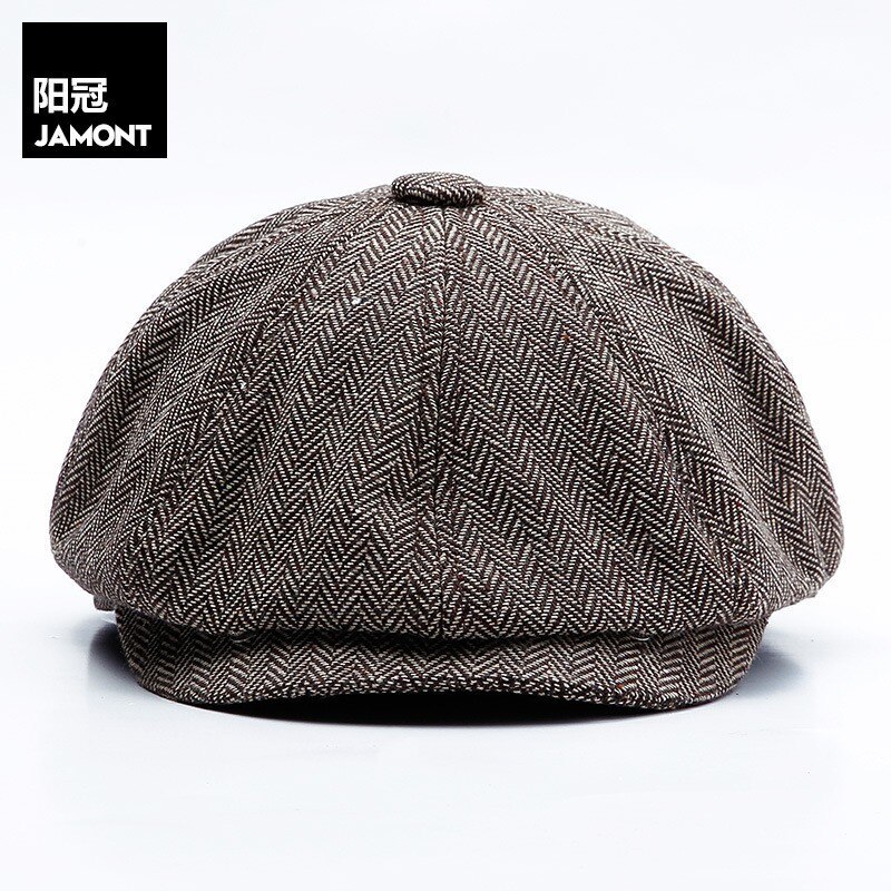 JAMONT Unisex Autumn Winter Newsboy Caps Men And Women Warm Tweed Octagonal Hat For Male Detective Hats Retro Flat Caps chapeau