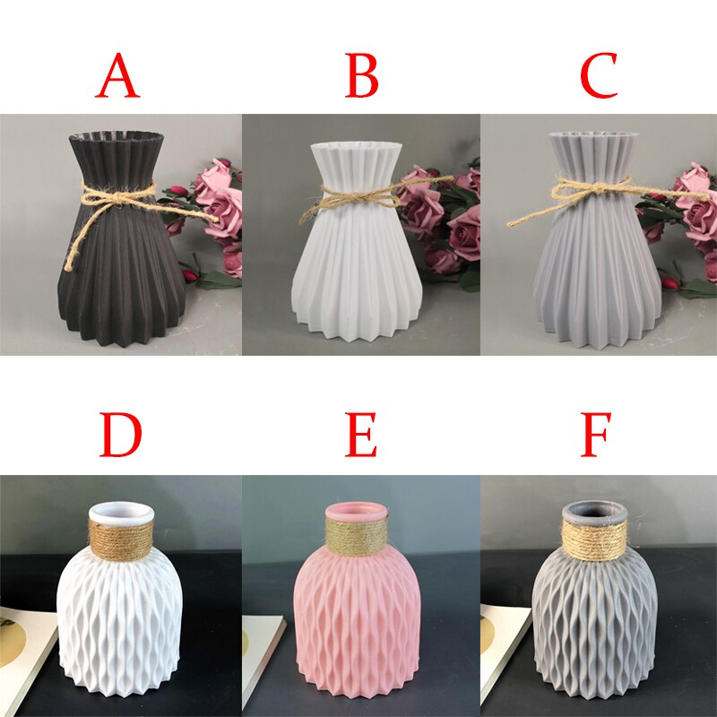Wazon plastikowy nowy nowoczesny minimalistyczny biały szary czarny różowy imitacja kwiat rattanu wazon wysokiej jakości domu salon rzemieślnicze dekoracje