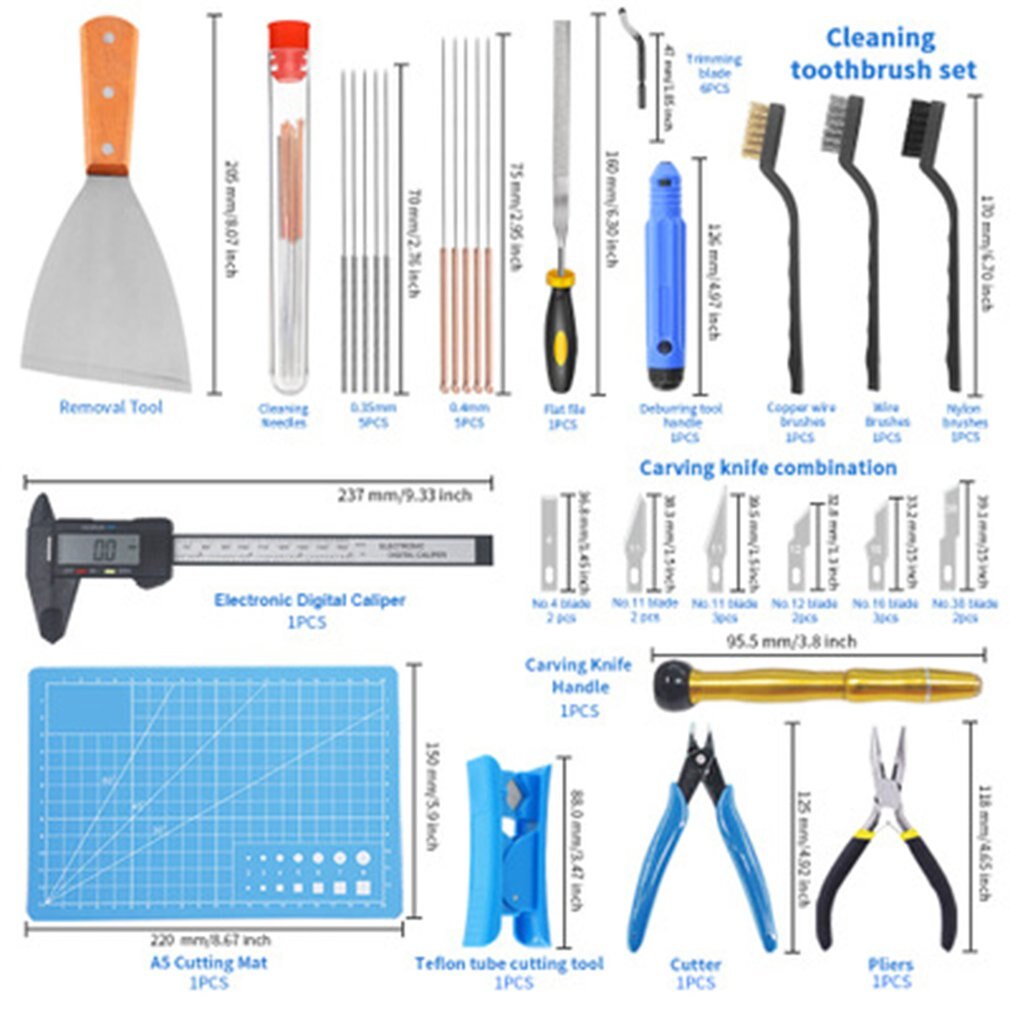 42 Pieces 3D Print Tool Kit Includes Debur Tool Cleaning Removal Tool with Storage Bag 3D Printer Tool Set for Cleaning