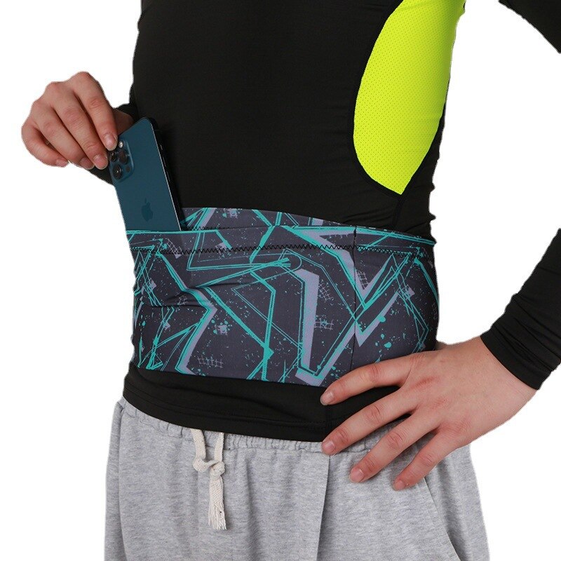 Riñonera ligera para correr para hombre y mujer, cinturón deportivo para teléfono móvil con bolsa oculta, bolsas de gimnasio, riñonera para correr: Blue-M
