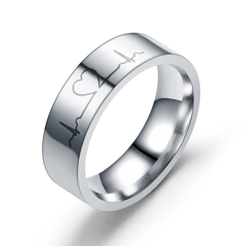 Paar Ringen Hartslag Ecg Minnaar Ring Halve Cirkel Liefde Trouwringen Rvs Valentijnsdag Sieraden G-144